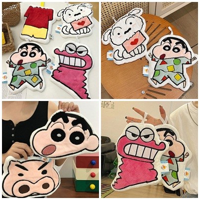 ผ้าเช็ดมือเครยอนชินจังน่ารักสนุกแขวนผ้าเช็ดหน้าดูดซับการ์ตูนผ้าขนหนูแขวน