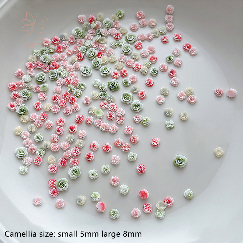 [maybeauty] 50 ชิ้นแฟชั่นประณีต Rose ตกแต่งเล็บขนาดผสมGradient Nail Art Charm 3Dแกะสลัก Camelliaดอกไม้สําหรับเล็บCh Accessorie {TH}