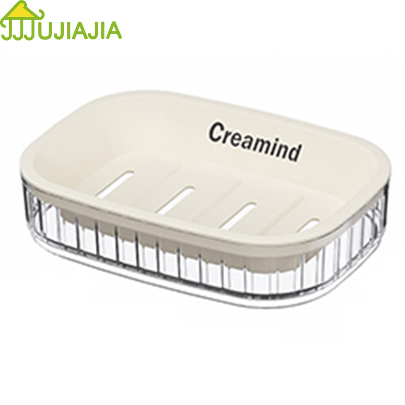 Jujia กล่องสบู่ท่อระบายน้ําสองชั้นสไตล์ครีมความงามสูงโปร่งใสและมองเห็นได้ ที่แขวนติดผนัง กล่องพลาสติก ของใช้จีนในบ้าน