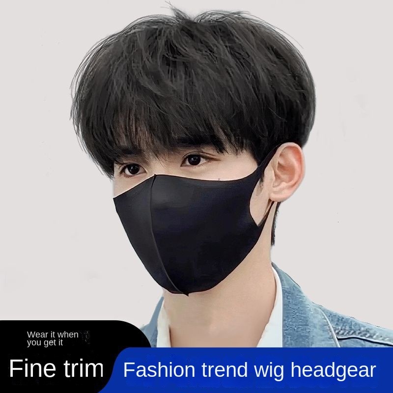ผู้ชายวิกผมสั้นหมวกเต็มผมจริงเวอร์ชั่นเกาหลีผมม้าธรรมชาติหล่อปุยเนื้ออินเทรนด์เต็มหมวก