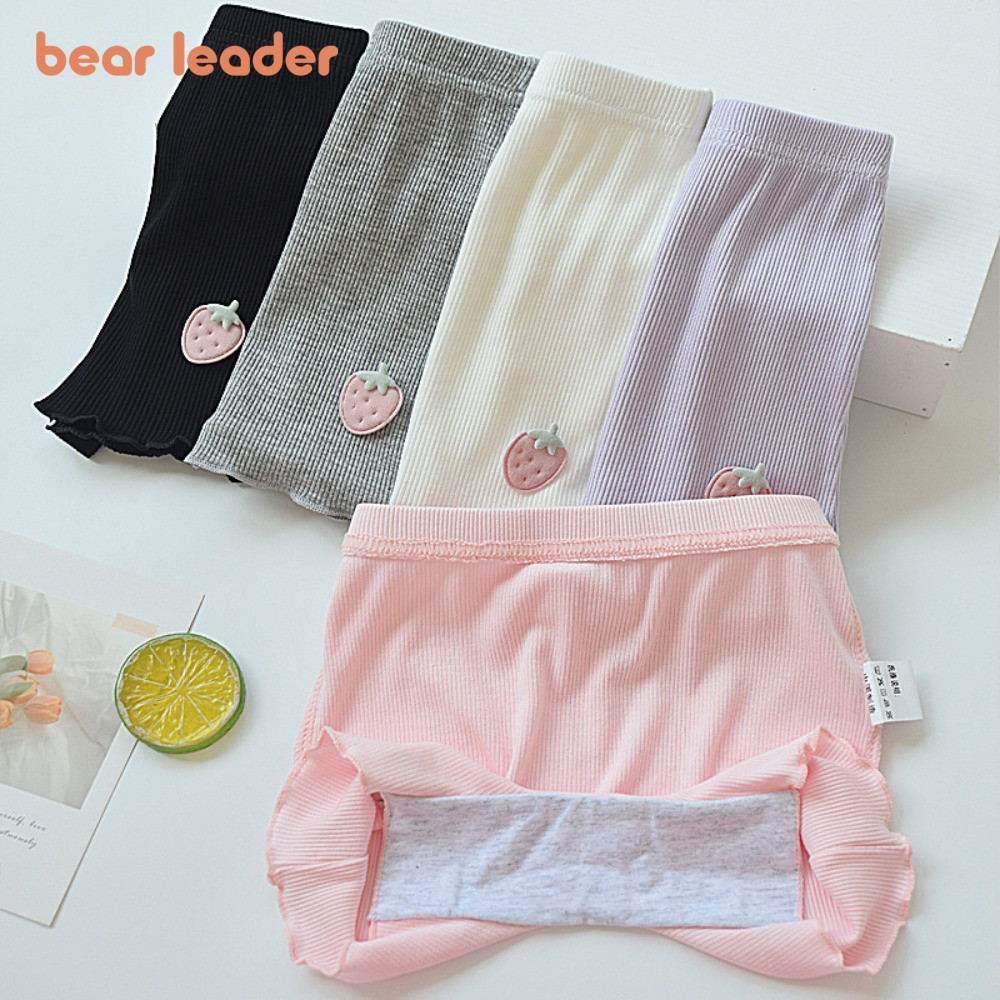 Bear Leader Casual Strawberry Pattern Girls Summer Thin Leggings Soft Childrens Candy Colored Modal Anti-Lighting Safety Pants