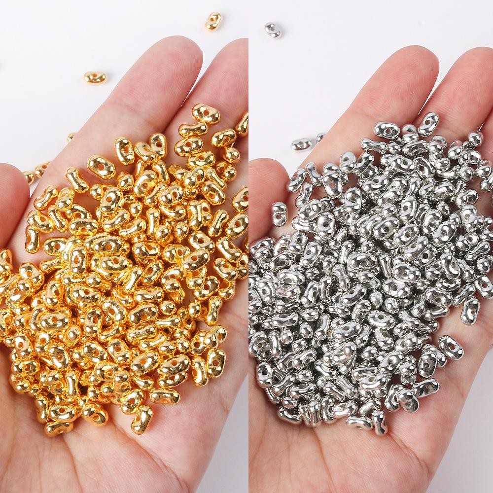 (50g.) ลูกปัดเม็ดถั่ว สีเงิน สีทอง ลูกปัดถั่ว ลูกเม็ดทรายทรงถั่วสำหรับ ทำพวงกุญแจ สร้อยข้อมือ กำไล diyต่างๆ