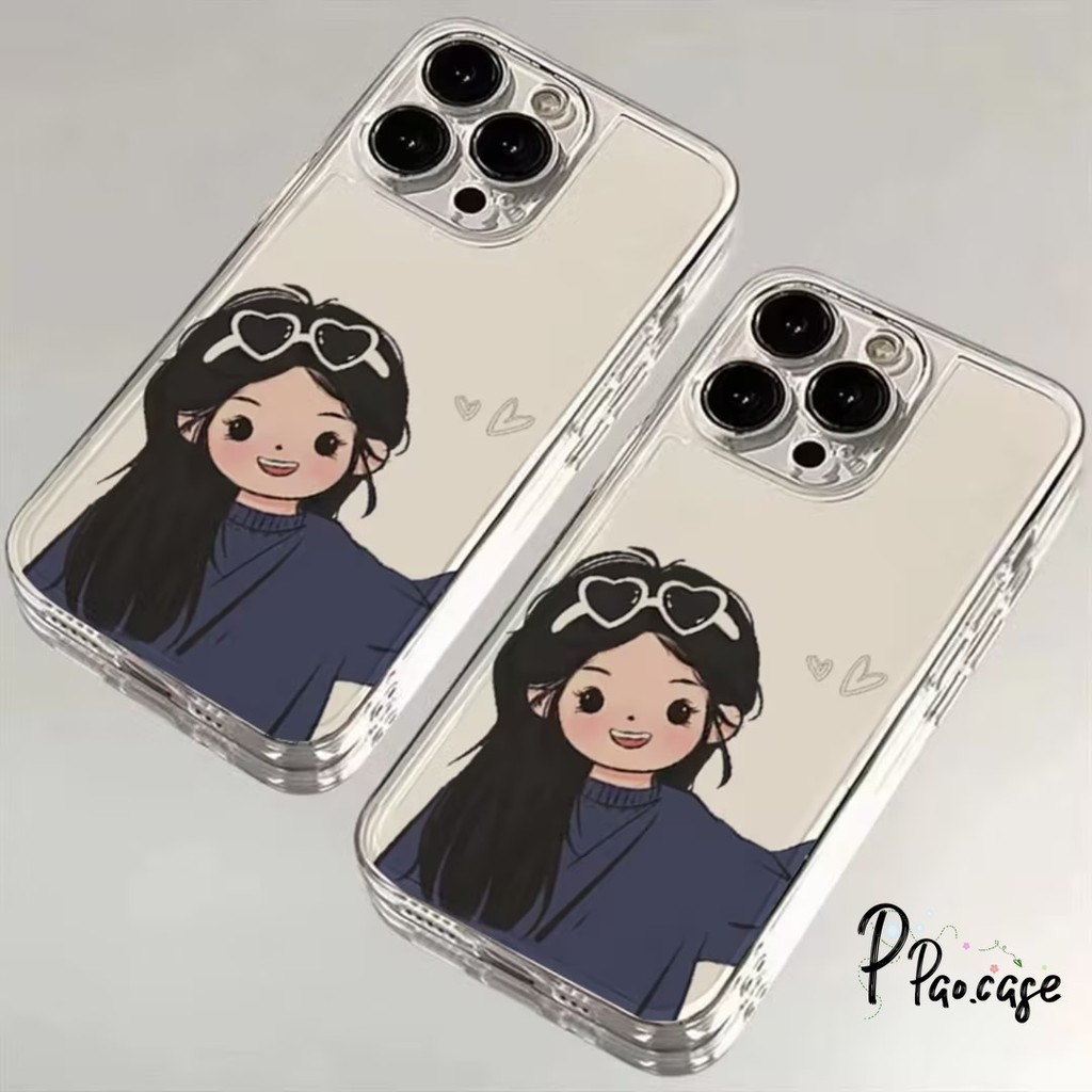 สาวเย็นรักหัวใจคู่กรณีโปร่งใสเข้ากันได้กับ เคสไอโฟน 13 11 15 14 12 Pro Max XR X XS Max 6 6s 7 8 Plus ฝาครอบโทรศัพท์