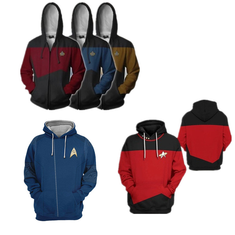 Star Trek Zipper Hoodie การพิมพ์ดิจิตอล เสื้อกันหนาว เสื้อแจ็คเก็ตแฟชั่น unisex Outerwear