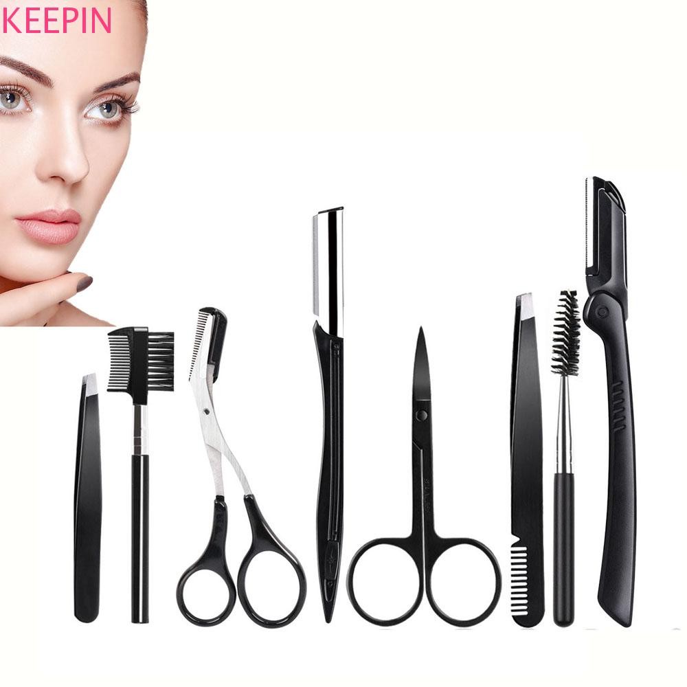 Keepin Eyebrow Trimmer Kit กรรไกร 4 ชิ้น/เซ็ตเครื่องกําจัดขนบนใบหน้า Hair Remover Eyebrow Shaper มีดโกน