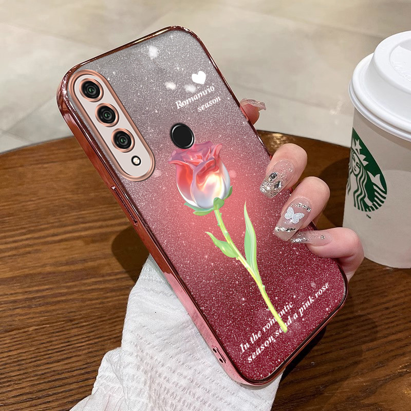 เคส ปลอก Huawei y6p 2020เคสโทรศัพท์ SHINY Flower Soft GOLD border shock-absorbing COVER protective C