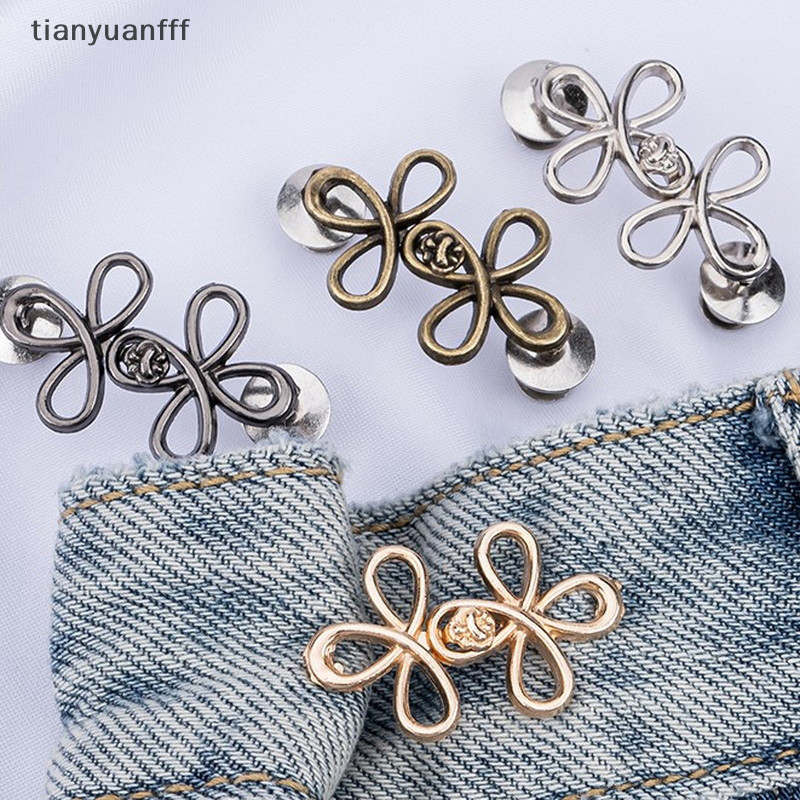 Tianyuanfff 2 ชิ้นน่ารัก Four Leaf Clover Buckle Adjuster เอวกระชับปรับเอวหัวเข็มขัดที่ถอดออกได้ไม่มีรอยต่อสําหรับกางเกงกระโปรง Well