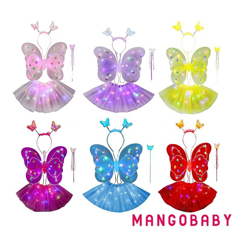 ชุดเครื่องแต่งกายนางฟ้า MG-Girl ปีกผีเสื้อเรืองแสงกระโปรง Tutu ที่คาดผม & ไม้กายสิทธิ์บทบาทเล่นชุด