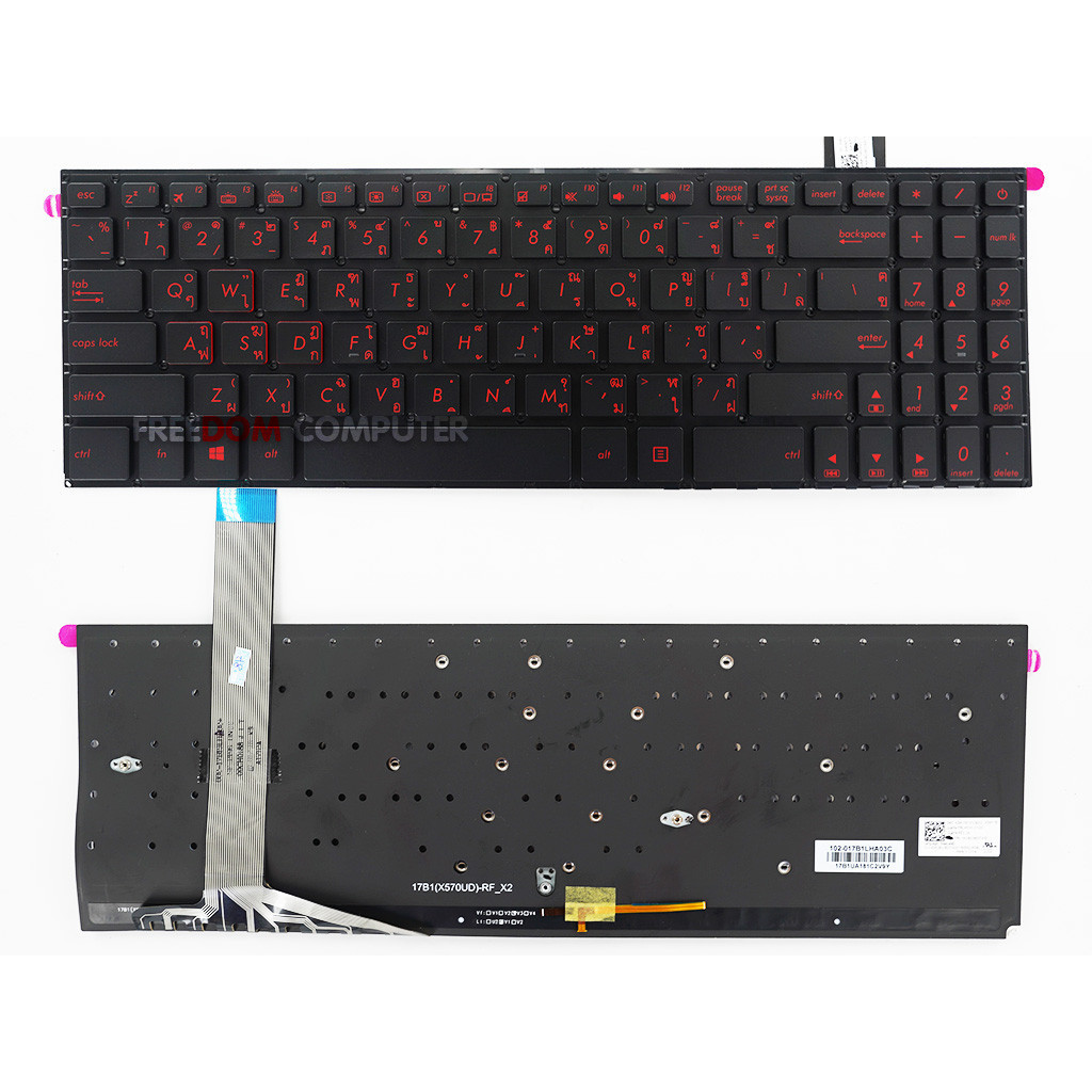 คีย์บอร์ดโน๊ตบุ๊ค KEYBOARD ASUS FX570UD X570Z A570Z M570D แป้นสีแดง มีไฟ KEYBOARD