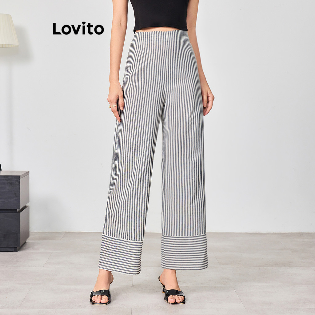 Lovito กางเกงเย็บผ้าลายโบโฮสำหรับผู้หญิง LBL15345