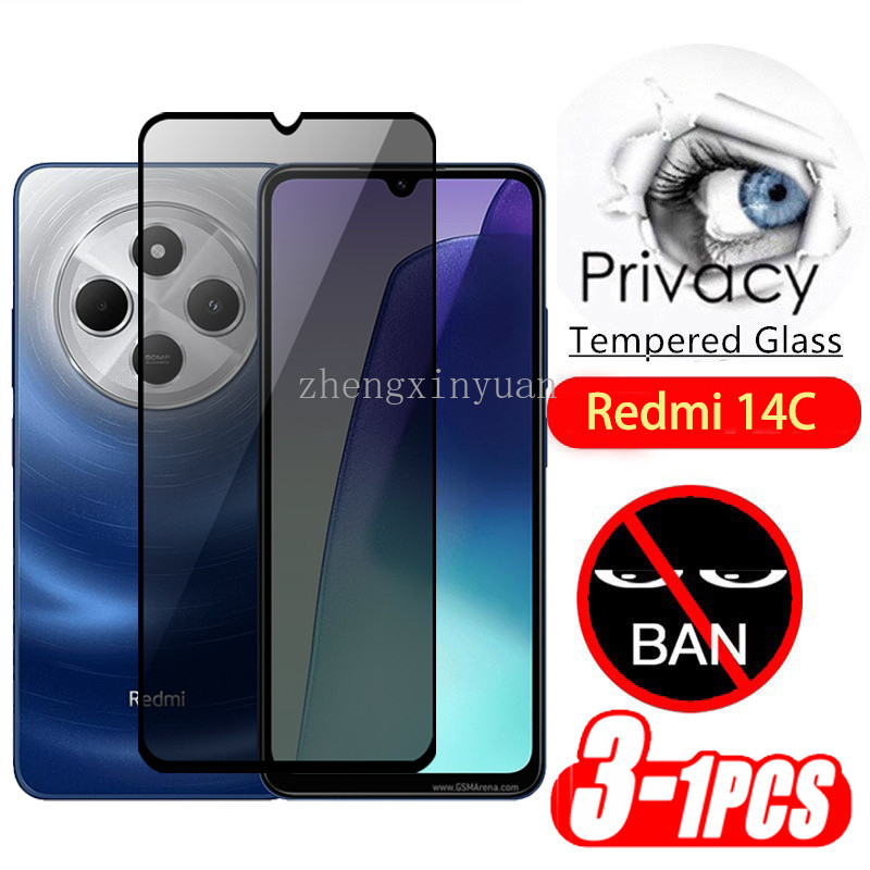 1-3pcs ความเป็นส่วนตัวกระจกนิรภัยสําหรับ XIAOMI POCO C75 Redmi 14C 4G 5G 2024 กล้องเลนส์ป้องกันหน้าจอ POCOC75 C 75 Redmi14C คลุมทั้งหมดฟิล์มแก้ว