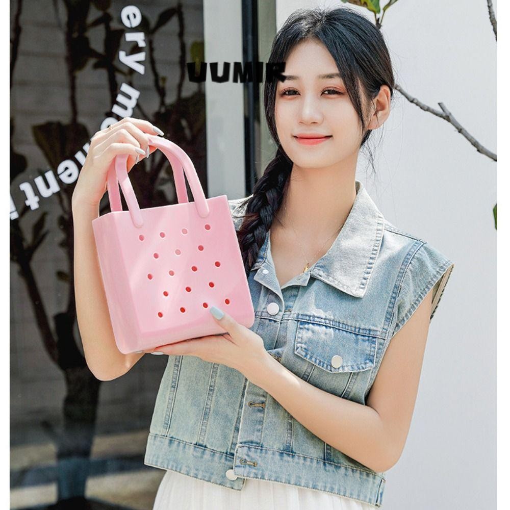 UUMIR กระเป๋าชายหาด, กระเป๋าโท้ทรูมินิรู DIY, กระเป๋าเยลลี่กันน้ํา PVC ทนทาน