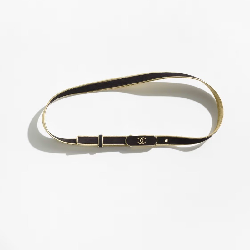 เข็มขัดหนังผู้หญิงคุณภาพสูงเกรด Top in Goatskin, Lambskin & Metal Black พร้อมกล่องของขวัญ