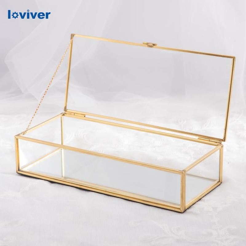 【จัดส่งในพื้นที่】Nordic Retro Jewelry Trinkler Storage Box Holder Container Organizer พร้อมฝาปิดทองแดง