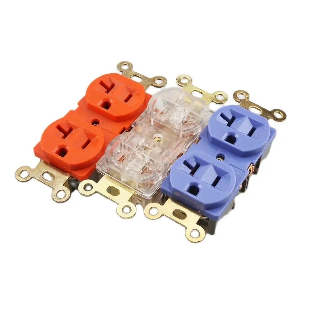 Us Dual Mains 20A AC Power Connector US Wall Plate Power Socket Outlet 20A 125V Duplex จําหน่าย Receptacle Socket