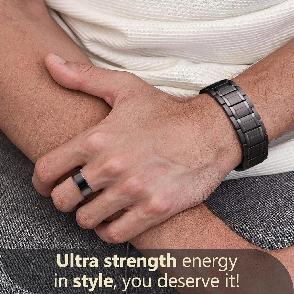 Aradoo สร้อยข้อมือเหล็กไทเทเนียม 3X Ultra Strnth Neodymium แม่เหล็กปรับสุขภาพ Magnetic Therapy Link สร้อยข้อมือ ราคา ถูกที่สุด ดีลบีเคเค แกลเลอรีภาพที่ 3