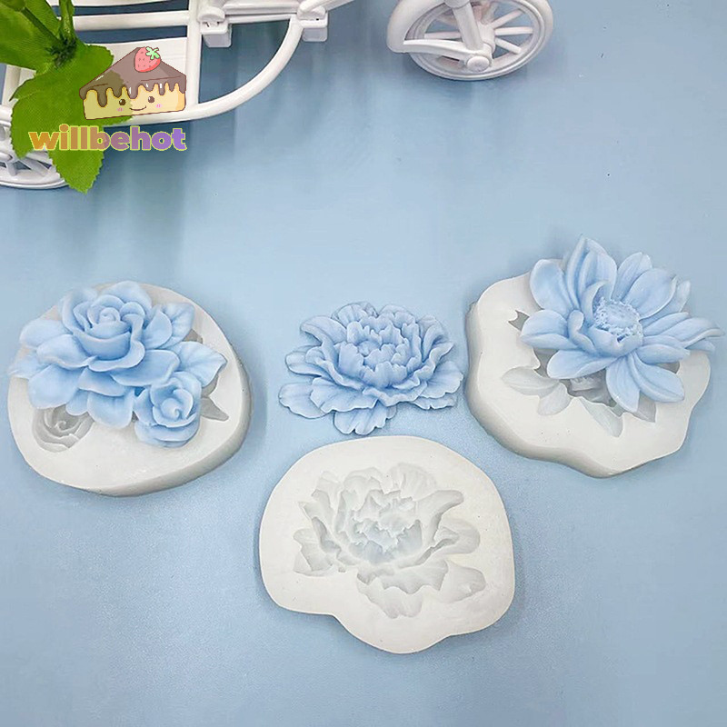[WillbehotT] Lotus Gardenia เค้กตกแต่งแม่พิมพ์ซิลิโคน DIY ห้องครัวเบเกอรี่ Handmade สบู่แม่พิมพ์ยิปซั่มเค้กช็อกโกแลตแม่พิมพ์ [ใหม่]