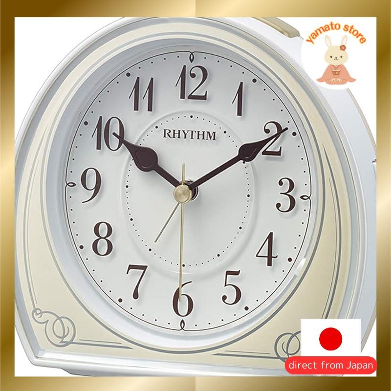 Rhythm (RHYTHM) alarm clock continuous second hand electronic sound, alarm, light, snooze, ivory 12.