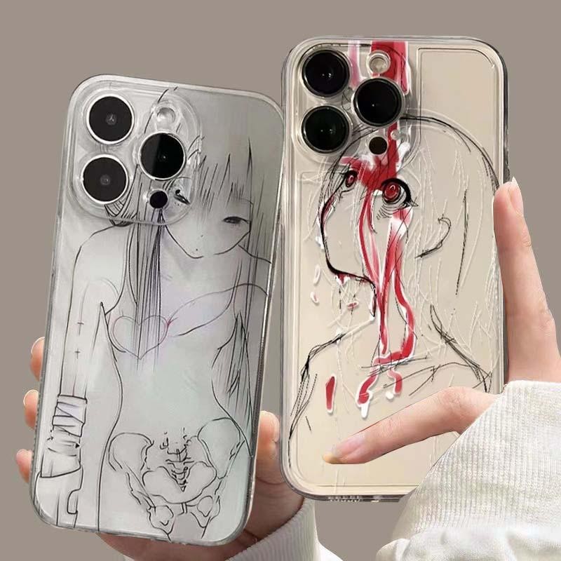 หรูหราเลือดเครื่องสังเวยสาวอะนิเมะปลอกสําหรับvivo Y03 Y20 Y20i Y20S Y21 Y21S Y12A Y21T Y33T Y17 Y15S Y15A Y02 Y11 Y36 Y27 V23 V25S Y27E Y32 V23 V2