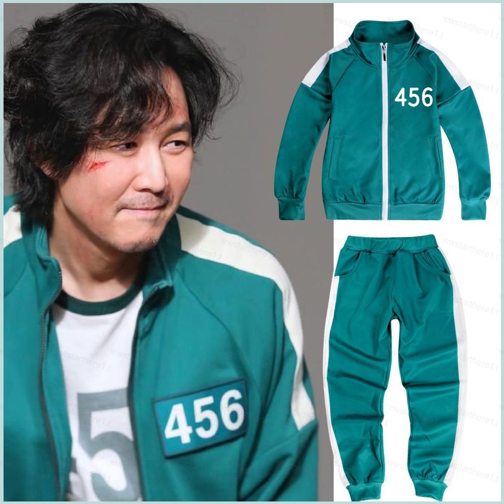 Jason Squid Game 456 เสื้อโค้ทกางเกงขายาวเสื้อยืดผ้าคอสเพลย์สําหรับเด็กชุดกีฬา