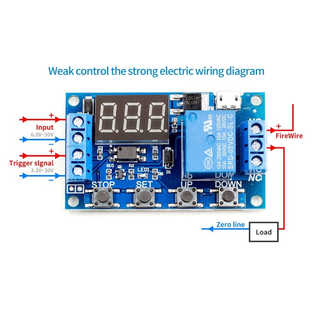 6-30v รีเลย์โมดูลสวิทช์ Trigger Time Delay Circuit Timer รอบปรับ R06 Drop Ship