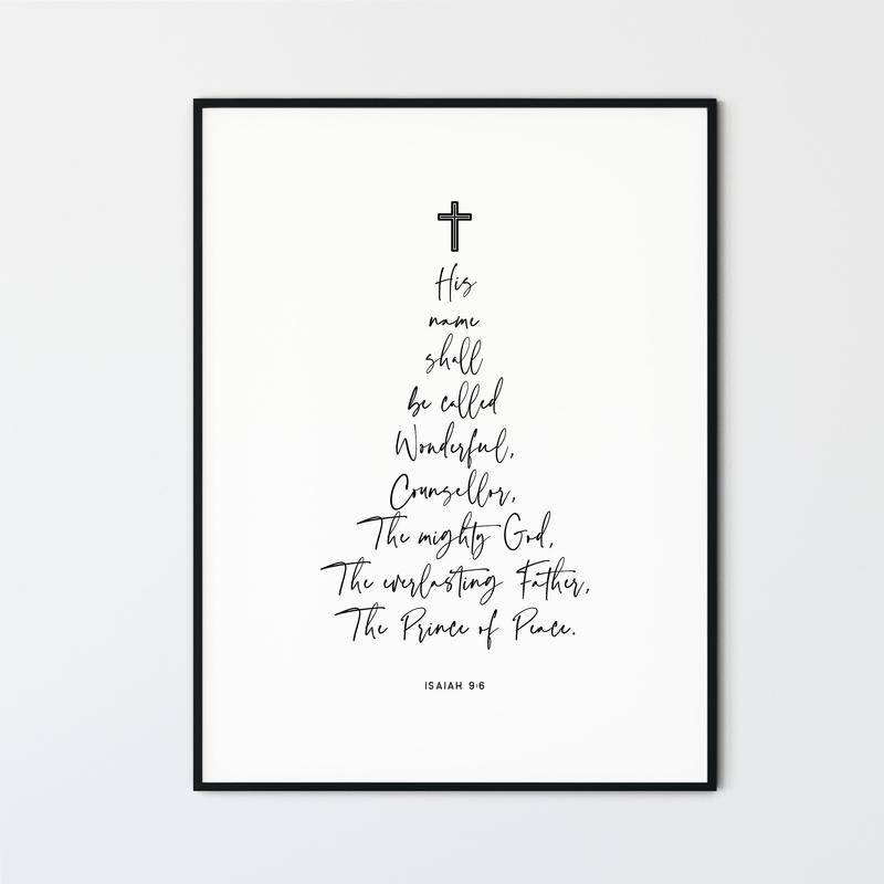 Isaiah 9 6 KJV Christmas Bible Verse Wall Art โมเดิร์น Minimal Scripture ผ้าใบพิมพ์ Christian Wall Decor โปสเตอร์ Wonderful Counsellor เจ้าชายแห่งสันติภาพ