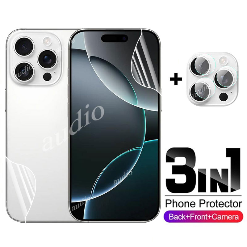 3in1 ด้านหน้ากลับเลนส์Hydrogelฟิล์มสําหรับiPhone 16 Pro Max Plus 5GสําหรับiPhone16 Pro Max 5G 2024 ส
