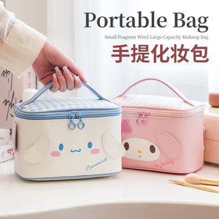 Sanrio Stereoscopic หูน่ารักการ์ตูนกระเป๋าเครื่องสําอาง Hello Kitty Cinnamoroll Melody Kuromi Travel กระเป๋าเก็บแบบพกพากระเป๋าถือ