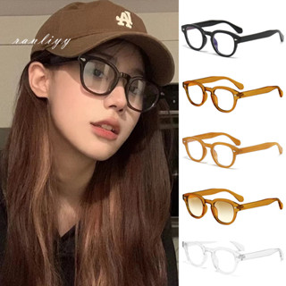 ส่งเร็ว🌼แว่นกรองแสงสีฟ้ากรอบกลมย้อนยุคแฟชั่นสไตล์เกาหลีป้องก…