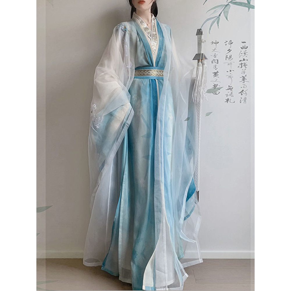 [Luoshenfu] Tang Made Hanfu Big Sleeve Shirt Straightปักชุดฤดูใบไม้ร่วง