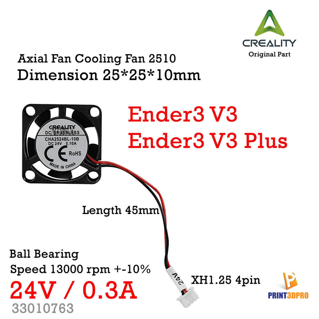 Creality Part Ender3 V3 Plus Axial Fan 2510 Cooling fan 3D Printer Part
