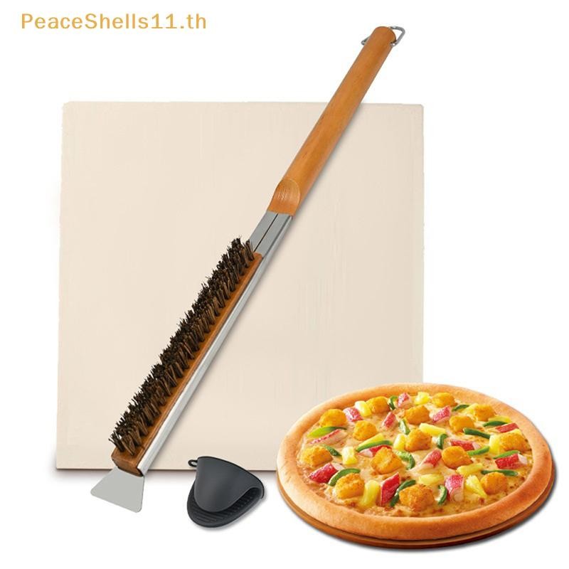 Peaceshells แปรงเตาอบพิซซ่าลวดเหล็กแปรงทําความสะอาดหินพิซซ่าพร้อมมีดโกนทําความสะอาดเตาอบ TH