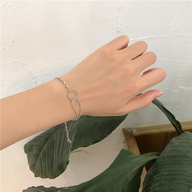 สร้อยข้อมือลูกปัดโซ่โลหะ ทรงกลม สไตล์โบฮีเมียน สําหรับผู้หญิง