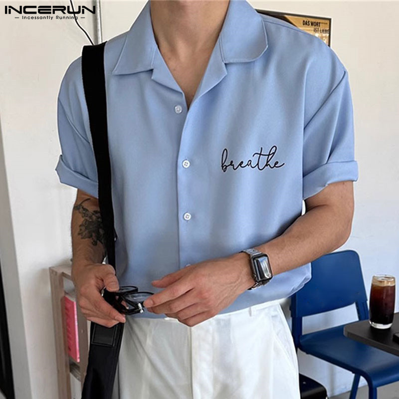 ไม่แน่นอน ผู้ชายเกาหลีลําลองภาษาอังกฤษพิมพ์เสื้อแขนสั้นหลวม