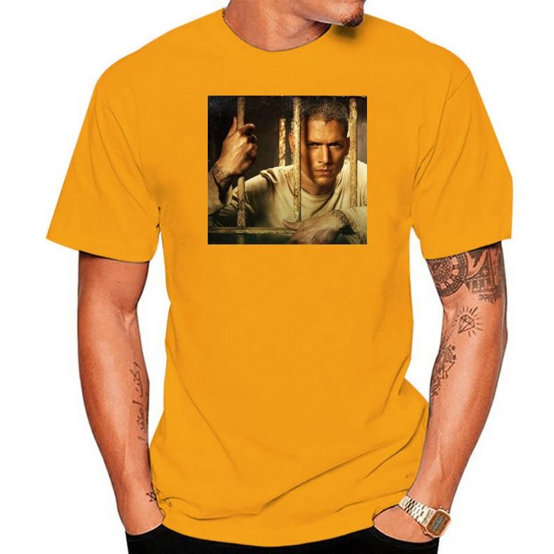 ใหม่ Prison Break Michael Scofield Tv Series เสื้อยืดสีขาว USA ขนาด EM1 Harajuku แฟชั่นคลาสสิกเสื้อ