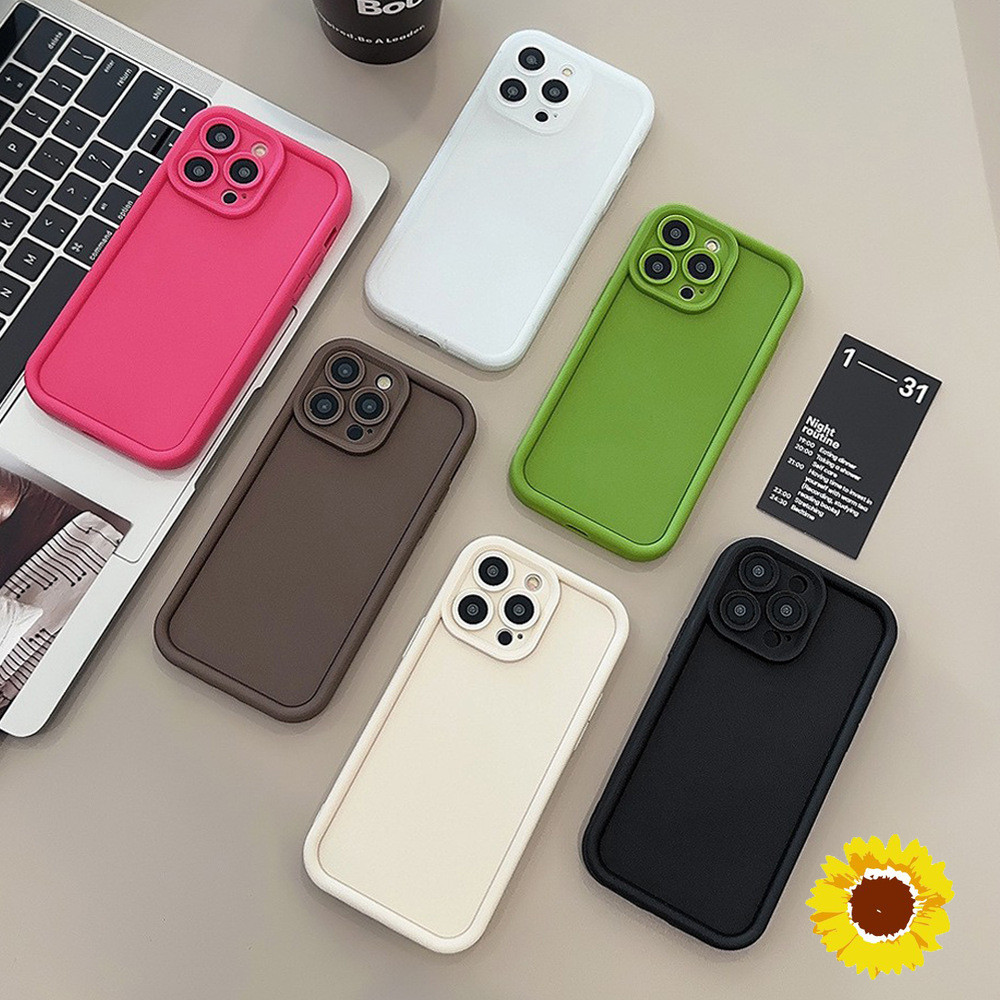 เคสโทรศัพท์มือถือซิลิโคนนิ่มสำหรับ IPhoneX 15 11 12 13 14 Pro Max 66s 7 8 Plus XS Max XS SE 2020 2022สีทึบ