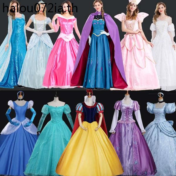 ส่วนที่หก Snow White Cinderella Frozen Elsa Anna ชุดเจ้าหญิงนางเงือกชุดปาร์ตี้สําหรับผู้ใหญ่
