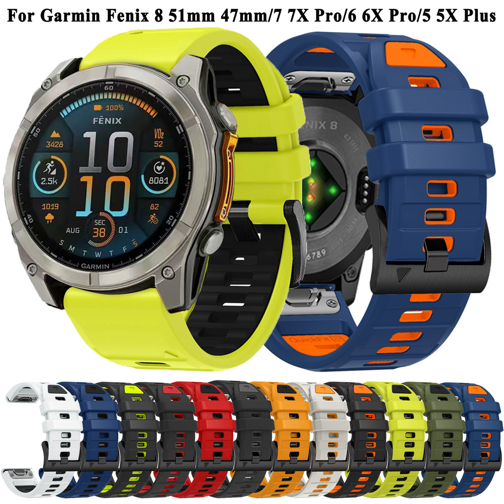 อย่างเป็นทางการสายนาฬิกาซิลิโคนสำหรับ Garmin ENDURO 3 2 Tactix 7 quatix 7X marq INSTINCT Fenix 8 51มม. 47มม. 22มม. 26มม. QuickFit BAND