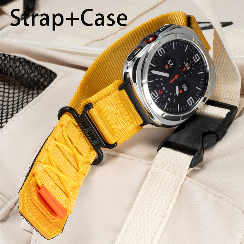 สายรัดไนลอน + TPU สําหรับ Samsung Galaxy Watch 7 Ultra 47 มม.สายรัดข้อมือ TPU เกราะป้องกันสําหรับ Galaxy 7 Ultra สร้อยข้อมืออุปกรณ์เสริม