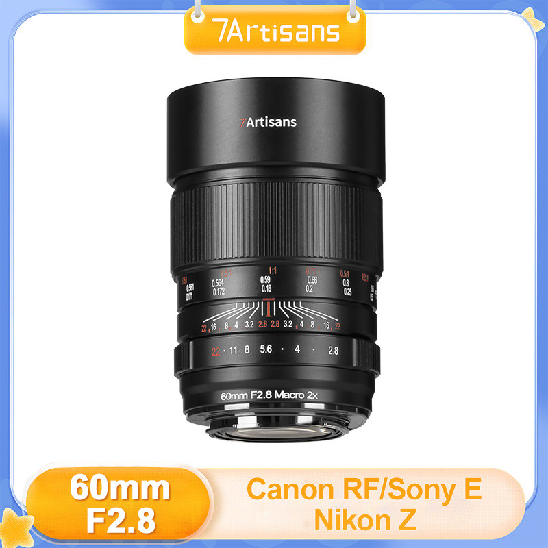 7artisans 60mm F2.8 2X มาโครขยาย Full-Frame Manual Focus Prime เลนส์สําหรับ Canon RF Sony E Nikon Z
