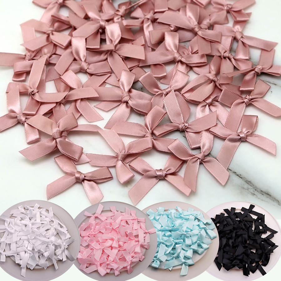 50/200ชิ้น4เซนติเมตรซาตินริบบิ้นโบว์,ที่มีสีสันผูกมัดโบว์,แฟชั่นอุปกรณ์เสริม,ผูกโบว์สําหรับคริสต์มาส,เด็กอาบน้ํา,ของขวัญห่อโปรดปราน