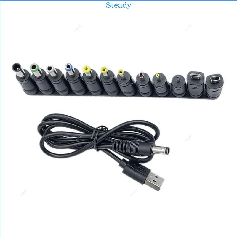 Steady USB to DC5 5x2 1 มม. 5V สายชาร์จ Universal สายไฟ 12 อะแดปเตอร์เชื่อมต่อสําหรับหลายอิเล็กทรอนิกส์ Devi