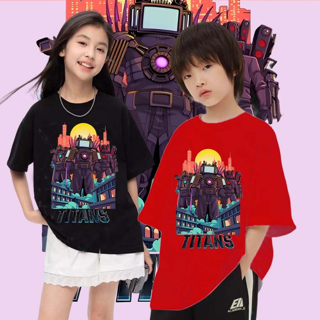 เสื้อยืดเด็ก SKIBIDI MOTIF TOILET TITAN TV MANS COTTUN เสื้อยืดแขนลำลองขาสั้นลายพรางสำหรับเสื้อยืดวัยรุ่น T30