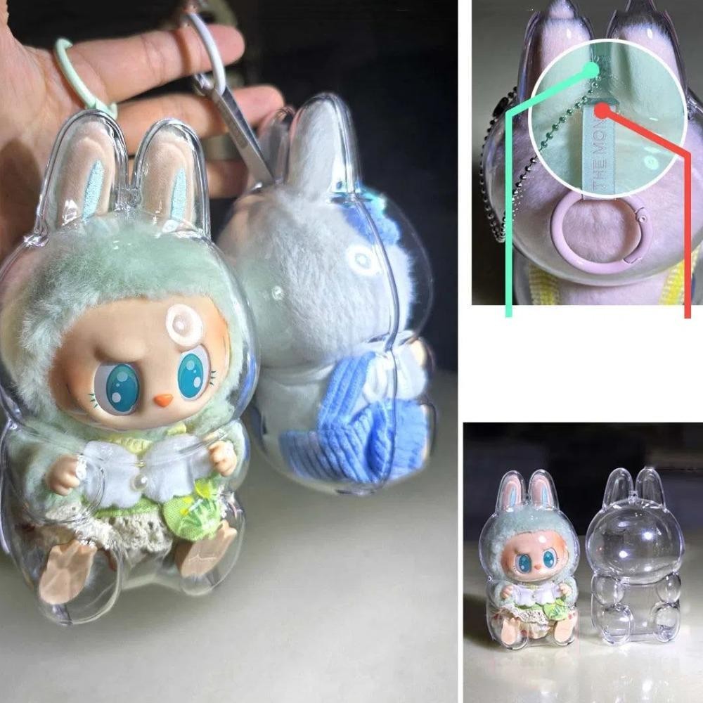 Solarflux Labubu เกราะป้องกัน, กันน้ํา Anti-lost Sit Down Labubu กระเป๋าเก็บ, ทนทาน Peadant แขวนกระเป๋าแบบพกพาโปร่งใสฝุ่นกลางแจ้ง