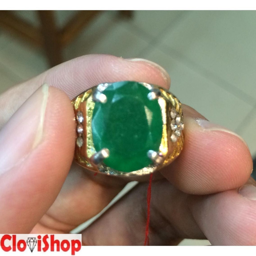 แหวนไทเทเนียมหินธรรมชาติมรกต Zambia HQ