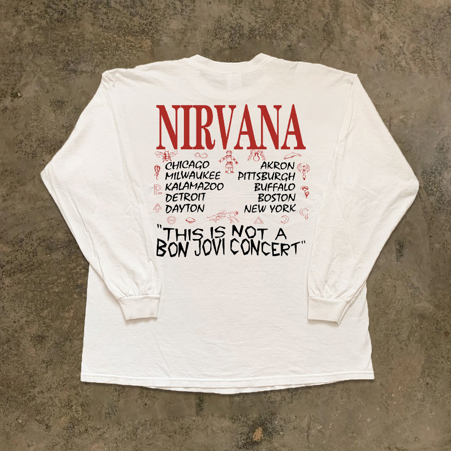 ((ผ้าฝ้ายแท้พร้อมสต็อก) Nirvana Nirvana Band European American Hip Hop เสื้อยืดแขนยาว ins