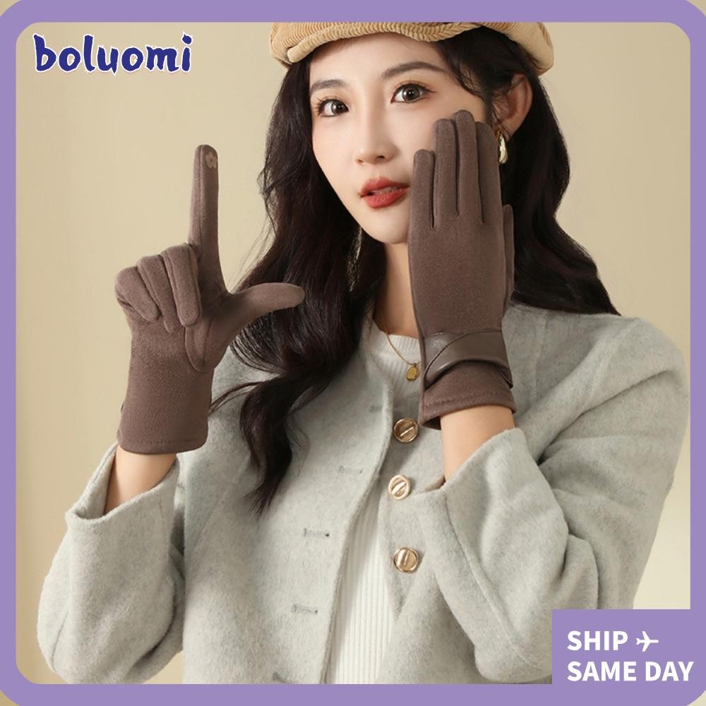 ถุงมือกันหนาว โบลูโอมิ,หน้าจอสัมผัสได้มุกถุงมือหน้าจอสัมผัส,ย้อนยุคอบอุ่นเต็มนิ้วขับรถถุงมือขี่จักรยานขับรถ