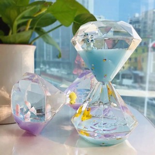 Creative Diamond Crystal Liquid Hourglass Oil Leak Timer 4