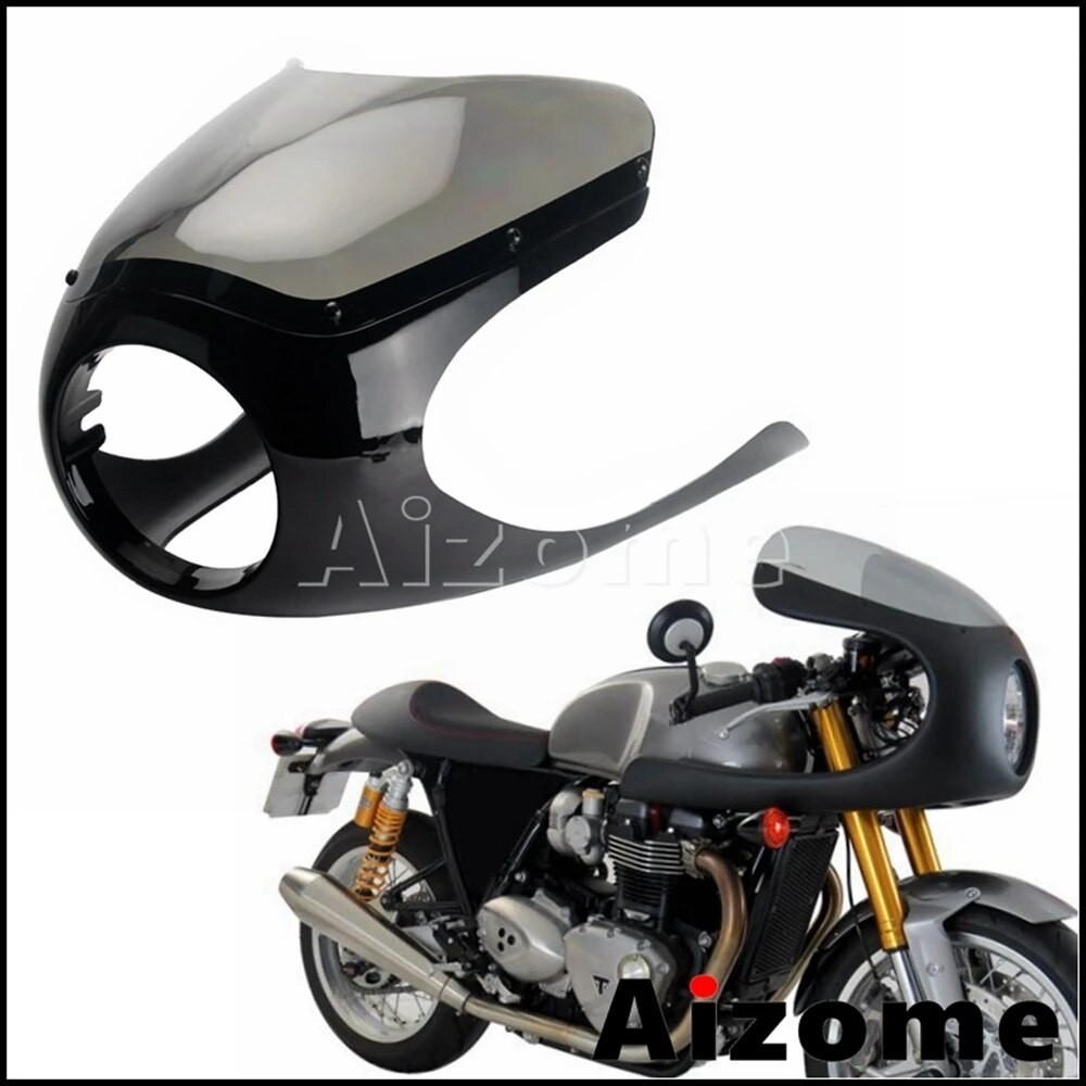 AI Retro Cafe Racer Half fairing 6-1/4" Round Headlight For Honda CB CM CL GL CX SL Kawasaki EN VN K