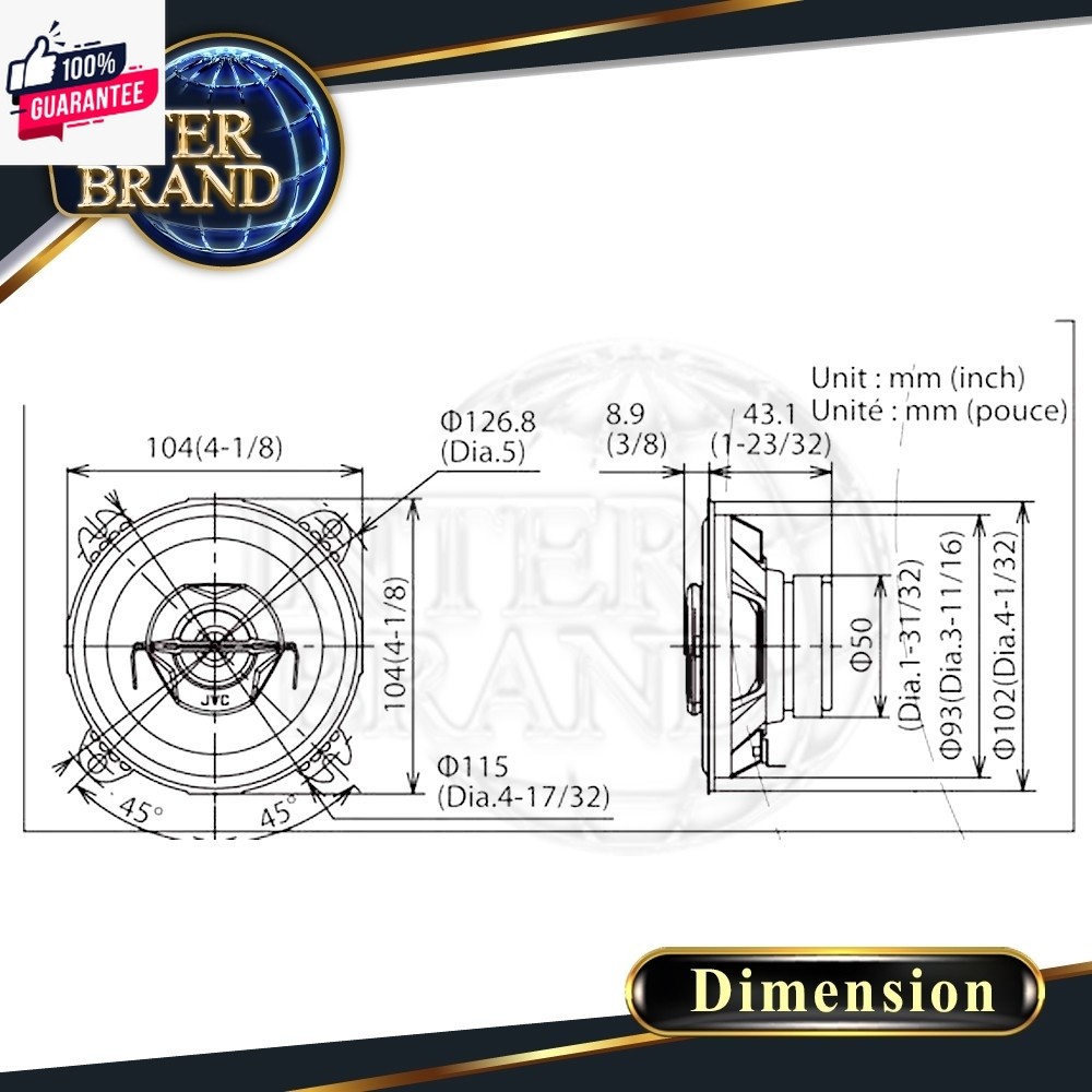 1คู่ ลำโพงรถยนต์ ลำโพงแกนร่วม ลำโพงแกนร่วม4 ขนาด4นิ้ว 2ทาง JVC CS-J420X INTERBRAND